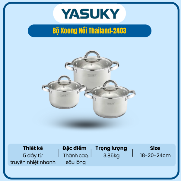 BỘ XOONG NỒI YASUKY THAILAND-2403