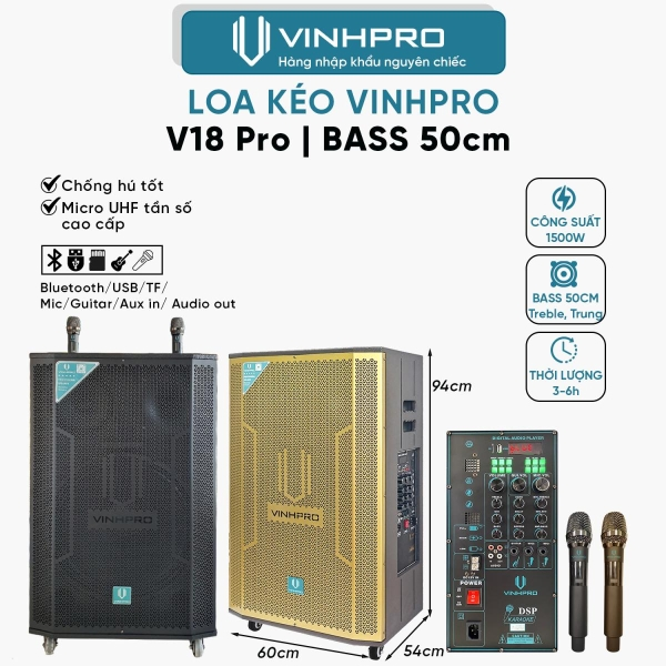 Loa kéo VINHPRO V18 PRO - Bass 50