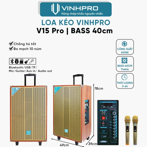 Loa Kéo VINHPRO V15 PRO  Bass 40