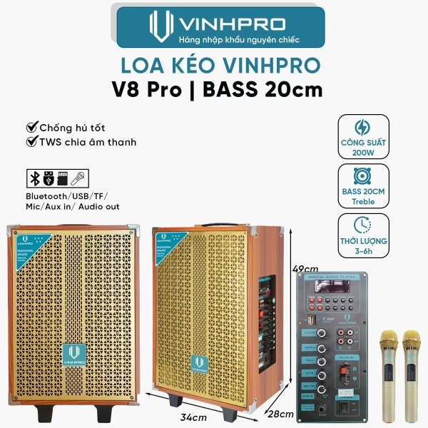 Loa Kéo VINHPRO V8 PRO  Bass20