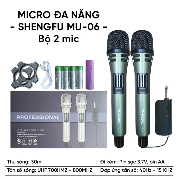 Micro ShengFu MU-06 - Micro Không Dây Đa Năng (2 MIC)