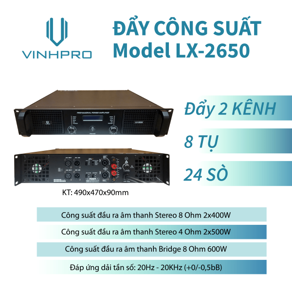 CỤC ĐẨY CÔNG SUẤT 2 KÊNH 24 SÒ VINHPRO LX-2650