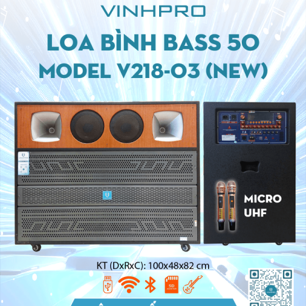 Loa Bình ngang 5 tấc đôi VINHPRO V218-03