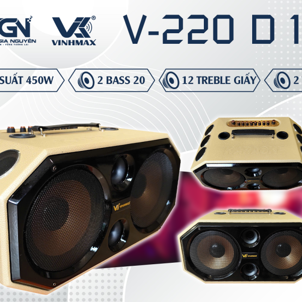 Loa xách tay V-220 D16 - Loa karaoke 2 bass 20 16 đường tiếng [BH 12 tháng]