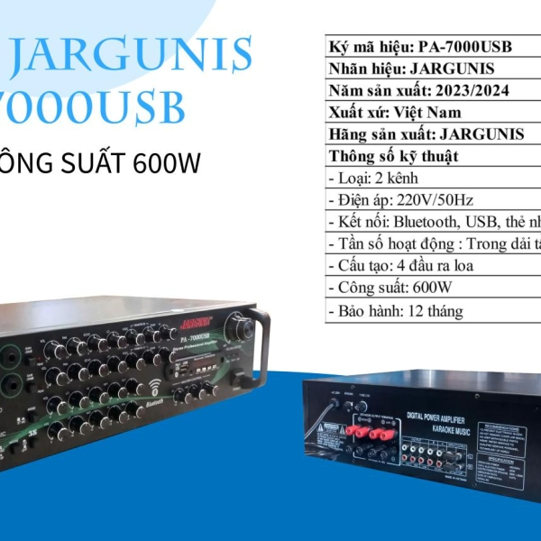 AMPLY JARGUNIS PA-7000USB CÔNG SUẤT 600W, 12 SÒ