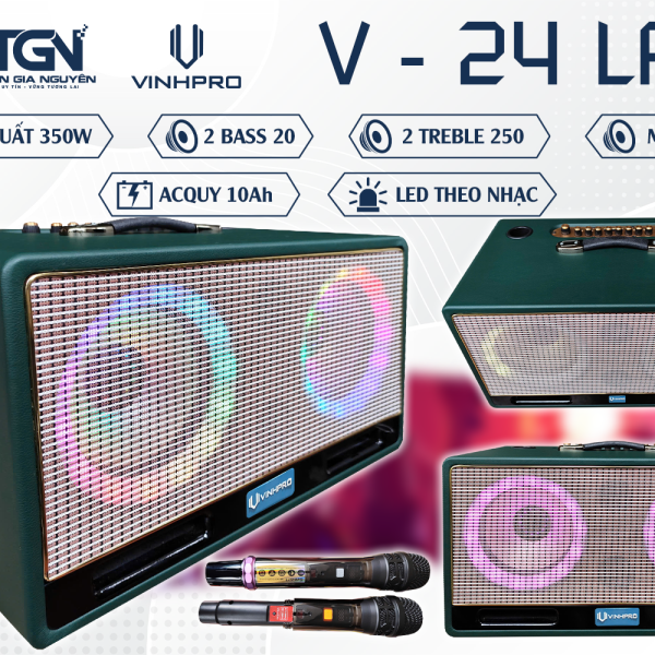 Loa Xách Tay Vinhpro V-24LA, Công Suất 350W, 4 Đường Tiếng